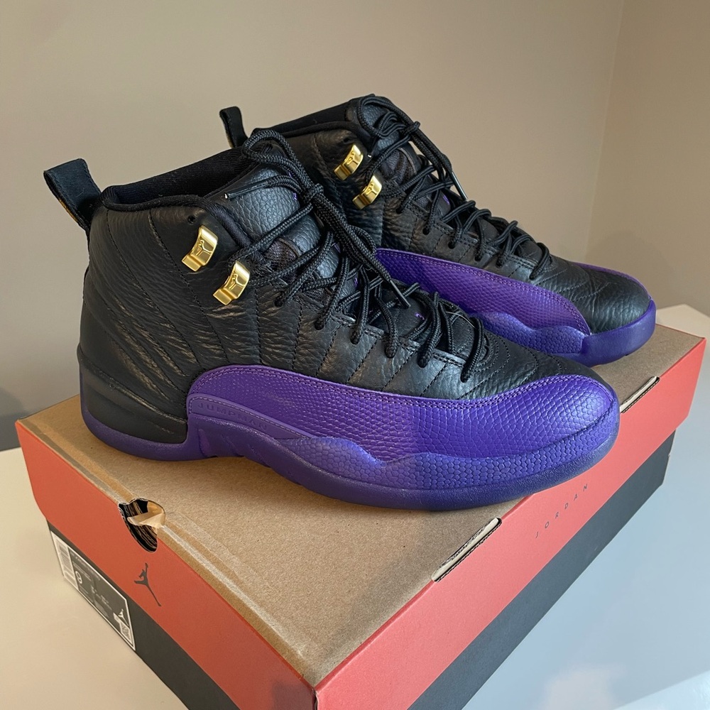 Air Jordan 12 Retro Men's  in Black and Purple with Gold Hardware